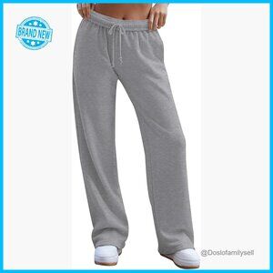 Wide Leg Sweatpants High Waisted Casual Trousers Jogger Pant Trendy Chic